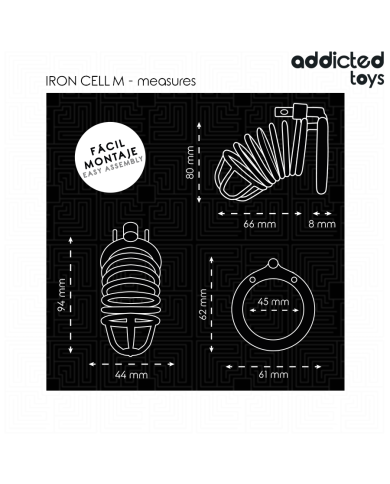 ADDICTED TOYS LOCKED - CAGE À PÉNIS EN MÉTAL IRON CELL TAILLE M