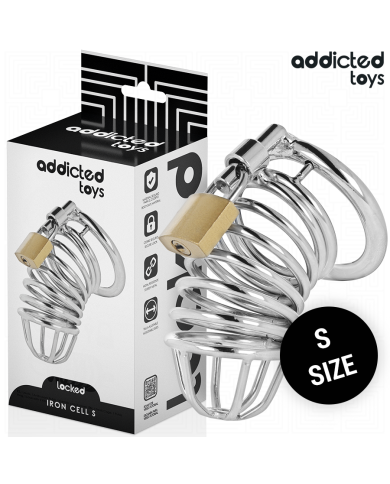 ADDICTED TOYS LOCKED - CAGE À PÉNIS EN MÉTAL IRON CELL 4 CM TAILLE S