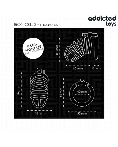 ADDICTED TOYS LOCKED - CAGE À PÉNIS EN MÉTAL IRON CELL 4 CM TAILLE S