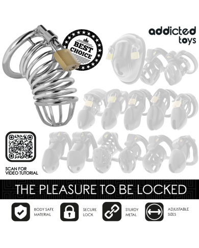 ADDICTED TOYS LOCKED - CAGE À PÉNIS EN MÉTAL IRON CELL 4 CM TAILLE S