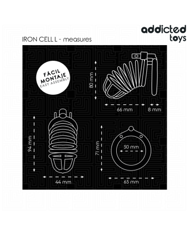 ADDICTED TOYS LOCKED - CAGE À PÉNIS EN MÉTAL IRON CELL 5 CM TAILLE L