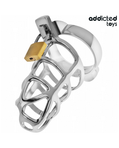 ADDICTED TOYS LOCKED - CAGE À PÉNIS EN MÉTAL AVEC VERROU ARGENT TAILLE M
