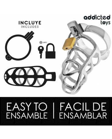 ADDICTED TOYS LOCKED - CAGE À PÉNIS EN MÉTAL AVEC VERROU ARGENT TAILLE M