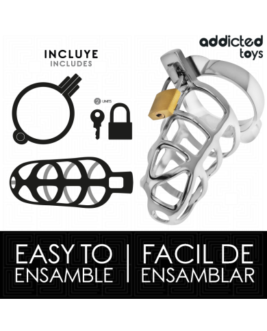 ADDICTED TOYS LOCKED - CAGE À PÉNIS EN MÉTAL AVEC VERROU ARGENT TAILLE S
