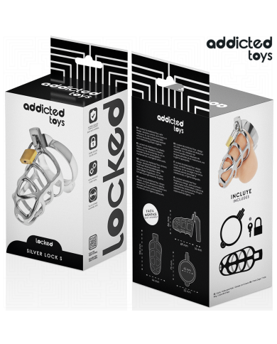 ADDICTED TOYS LOCKED - CAGE À PÉNIS EN MÉTAL AVEC VERROU ARGENT TAILLE S