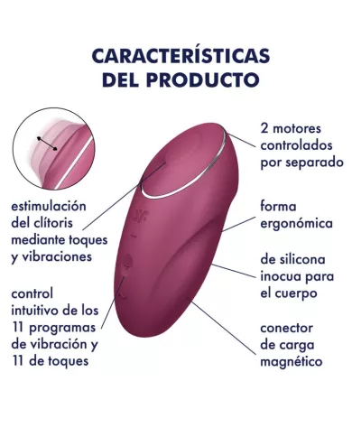 SATISFYER - TAP & CLIMAX 1 VIBRATEUR LAY-ON ROUGE