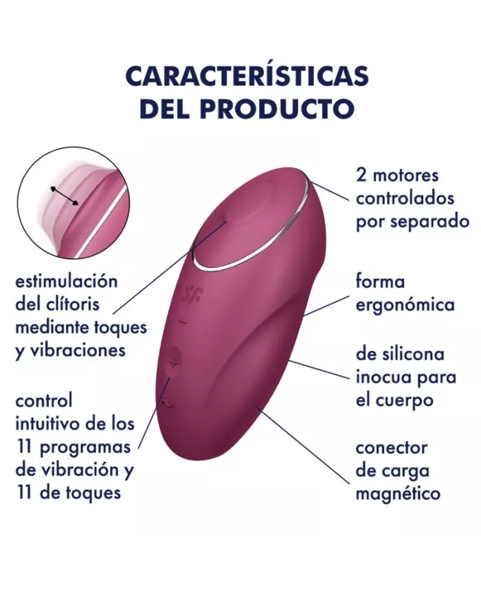 SATISFYER - TAP & CLIMAX 1 VIBRATEUR LAY-ON ROUGE