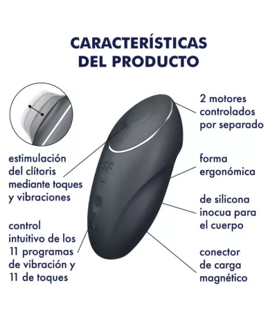 SATISFYER - TAP & CLIMAX 1 VIBRATEUR LAY-ON NOIR