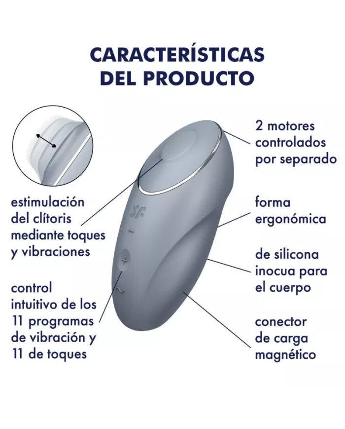 SATISFYER - TAP & CLIMAX 1 VIBRATEUR LAY-ON GRIS