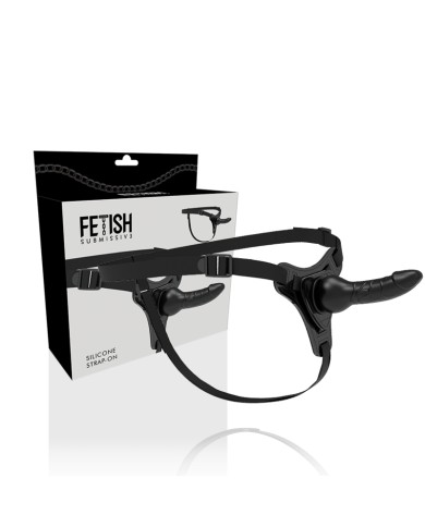 FETISH SUBMISSIVE HARNESS - SILICONE NOIR RÉALISTE 16 CM