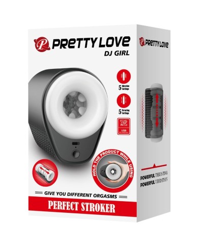 PRETTY LOVE - MASTURBATEUR POUR HOMME DJ GIRL AVEC VIBRATION 5 RÉGLAGES NEGRO