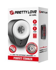 PRETTY LOVE - MASTURBATEUR POUR HOMME DJ GIRL AVEC VIBRATION 5 RÉGLAGES NEGRO