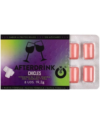 WUG After Drink – Le chewing-gum fonctionnel qui vous aide à retrouver de l'énergie après une soirée. Plaquette de 8