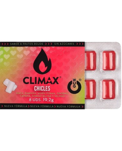 WUG Climax - Chewing-gum fonctionnel à base de maca, de damiana et de ginseng pour stimuler le désir et la vitalité