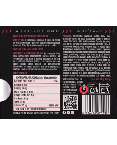 WUG Climax - Chewing-gum fonctionnel à base de maca, de damiana et de ginseng pour stimuler le désir et la vitalité