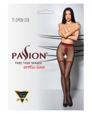 Collants ouverts TI019 20 deniers - noir/rouge