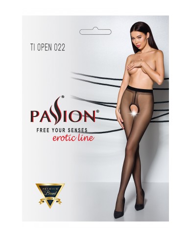 Collants ouverts couture TI022 - noir/rouge