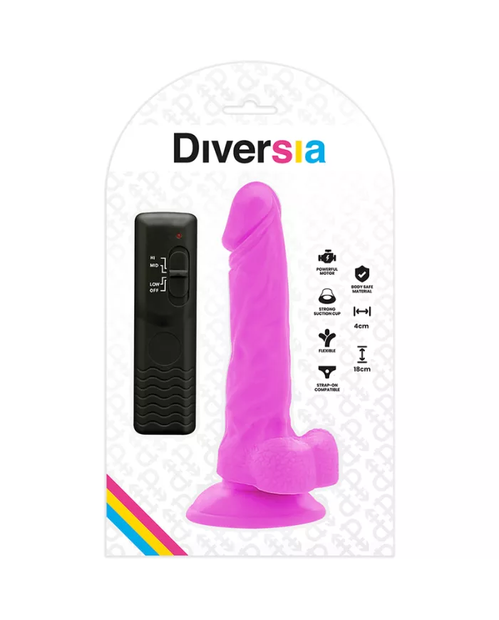 DIVERSIA - DILDO VIBRANT FLEXIBLE VIOLET 18 CM -O- 4 CM