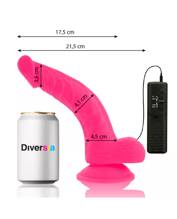 DIVERSIA - DILDO VIBRANT FLEXIBLE ROSE 21.5 CM -O- 4.5 CM