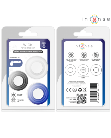 INTENSE - ENSEMBLE DE 3 ANNEAUX PÉNIS DE COULEURS VARIÉES
