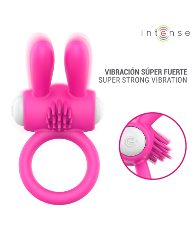 INTENSE - ANNEAU PÉNIS VIBRANT HOPPS AVEC STIMULATION CLITORIALE ROSE