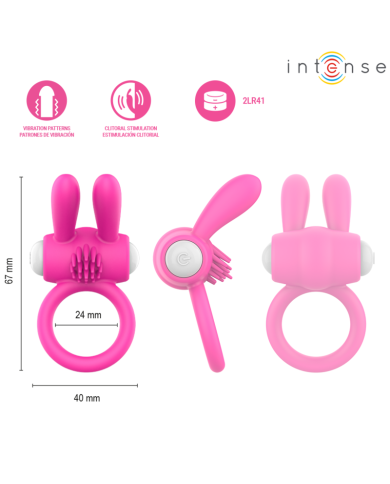 INTENSE - ANNEAU PÉNIS VIBRANT HOPPS AVEC STIMULATION CLITORIALE ROSE