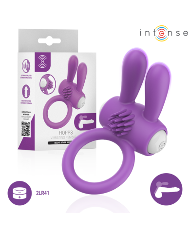 INTENSE - ANNEAU PÉNIS VIBRANT HOPPS AVEC STIMULATION CLITORIALE VIOLETTE