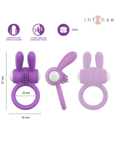 INTENSE - ANNEAU PÉNIS VIBRANT HOPPS AVEC STIMULATION CLITORIALE VIOLETTE