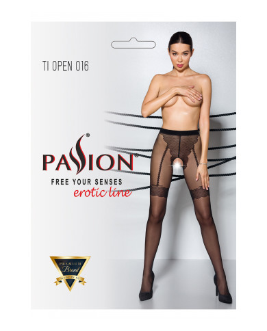 Collants ouverts TI016 20 deniers - noir