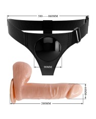 PRETTY LOVE - HARNAIS SLIPS HARNAIS UNIVERSEL AVEC GODE TOM 20 CM NATUREL