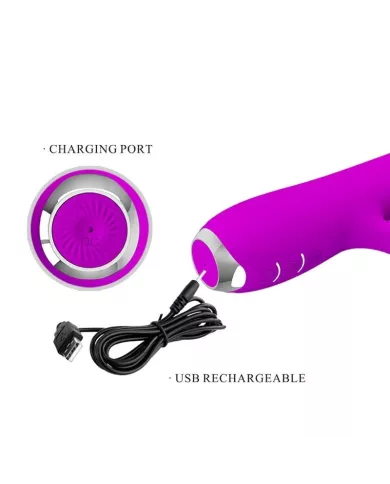 PRETTY LOVE - VIBRATEUR RECHARGEABLE RACHEL AVEC ONDES STIMULANTES VIOLET