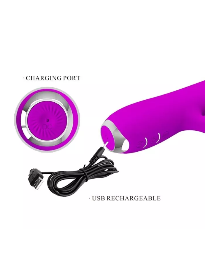 PRETTY LOVE - VIBRATEUR RECHARGEABLE RACHEL AVEC ONDES STIMULANTES VIOLET