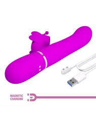 PRETTY LOVE - VIBRATEUR MULTIFONCTION LAPIN 4 EN 1 PAPILLON FUCHSIA