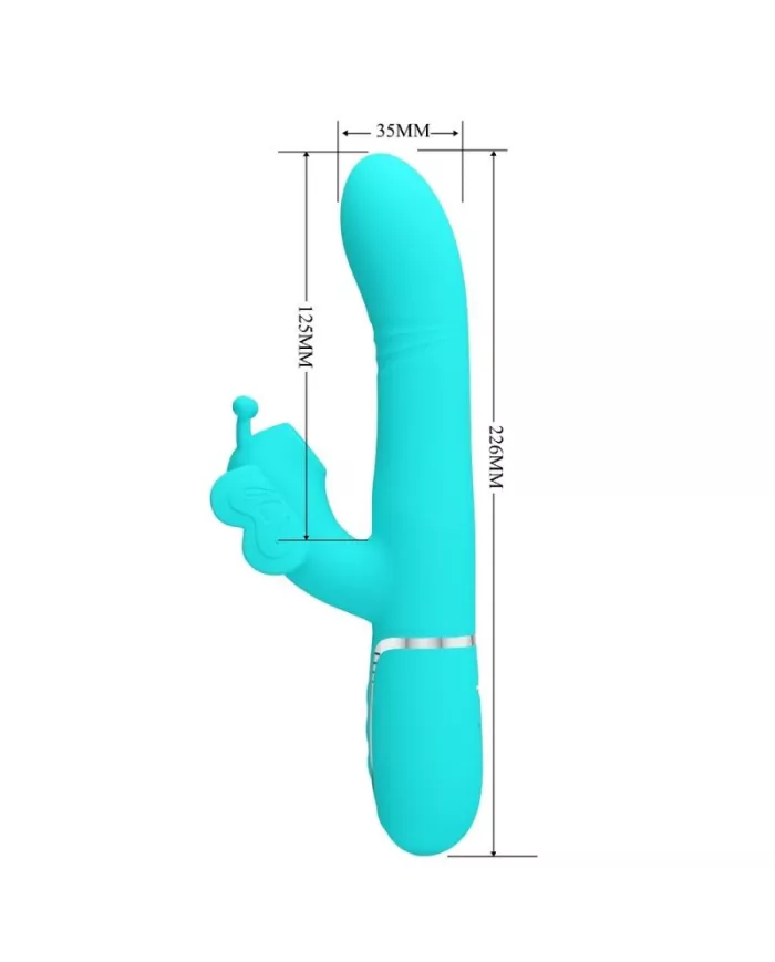 PRETTY LOVE - VIBRATEUR MULTIFONCTION LAPIN 4 EN 1 PAPILLON AQUA VERT