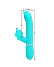 PRETTY LOVE - VIBRATEUR MULTIFONCTION LAPIN 4 EN 1 PAPILLON AQUA VERT