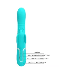 PRETTY LOVE - VIBRATEUR MULTIFONCTION LAPIN 4 EN 1 PAPILLON AQUA VERT