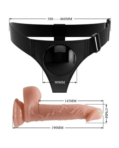 PRETTY LOVE - SLIP HARNAIS HARNAIS UNIVERSEL AVEC GODE KEVIN 19 CM NATUREL