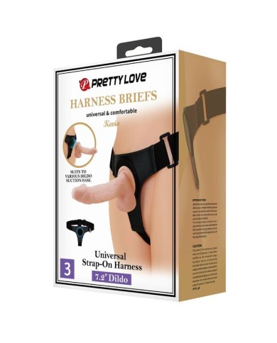 PRETTY LOVE - SLIP HARNAIS HARNAIS UNIVERSEL AVEC GODE KEVIN 19 CM NATUREL
