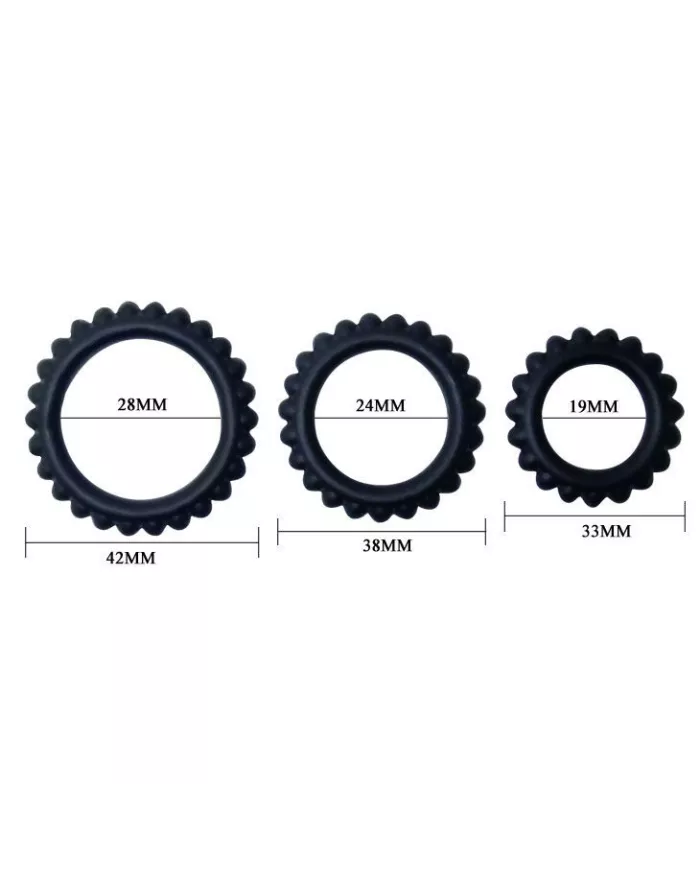 BAILE - TITAN SET 3 PCS COCK RING NOIR 2.8 + 2.4 + 1.9 CM BAILE - TITAN SET 3 PCS COCK RING NOIR 2.8 + 2.4 + 1.9 CM