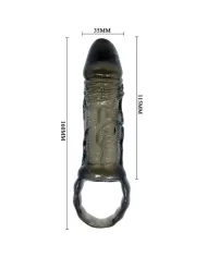 BAILE - GAINE DEXTENSION DE PÉNIS AVEC SANGLE POUR TESTICULES 11.5 CM
