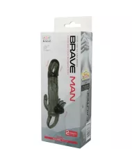 BAILE - COUVRE-PÉNIS BRAVE MAN AVEC STIMULATION CLITO ET ANAL DOUBLE BULLET NOIR 16.5 CM BAILE - COUVRE-PÉNIS BRAVE MAN AVEC STIMULATION CLITO ET ANAL DOUBLE BULLET NOIR 16.5 CM