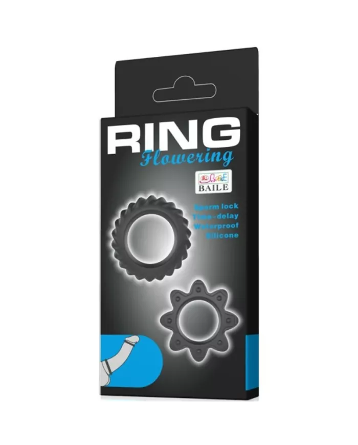 BAILE - KIT 2 ANNEAUX FLEURI EN SILICONE BAILE - KIT 2 ANNEAUX FLEURI EN SILICONE
