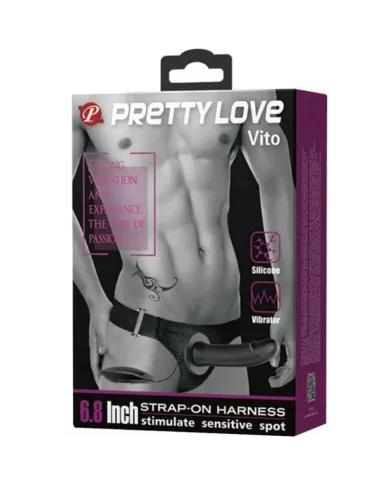 PRETTY LOVE - VITO STRAP ON AVEC GODE CREUX ET VIBRATION 17.3 CM PRETTY LOVE - VITO STRAP ON AVEC GODE CREUX ET VIBRATION 17.3 CM