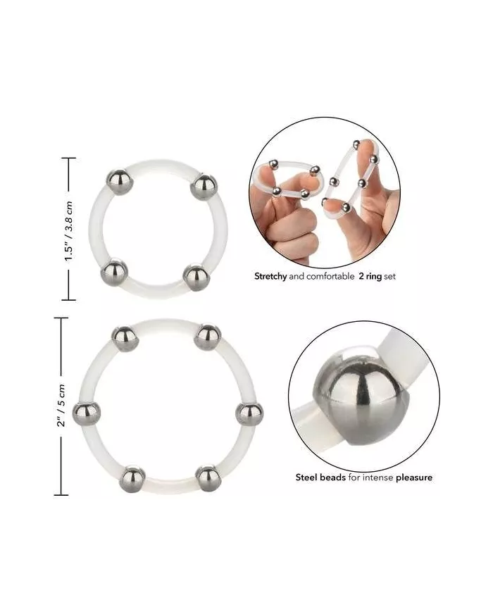 CALEXOTICS - ENSEMBLE DE BAGUES EN SILICONE PERLÉES EN ACIER CALEXOTICS - ENSEMBLE DE BAGUES EN SILICONE PERLÉES EN ACIER
