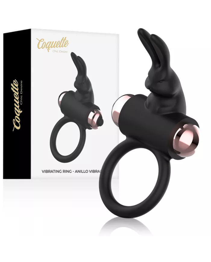 COQUETTE CHIC DESIRE - COCKRING AVEC VIBRATEUR NOIR/ OR COQUETTE CHIC DESIRE - COCKRING AVEC VIBRATEUR NOIR/ OR
