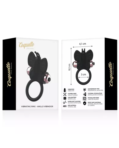 COQUETTE CHIC DESIRE - COCKRING PAPILLON AVEC VIBRATEUR NOIR/ OR