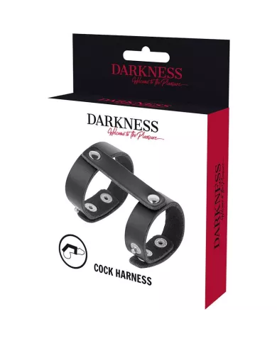 DARKNESS - ANNEAU DE PÉNIS ET TESTICULES RÉGLABLE EN CUIR