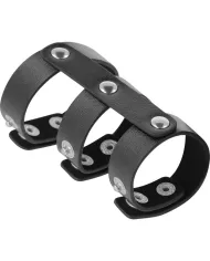 DARKNESS - DOUBLE ANNEAU DE PÉNIS ET TESTICULES EN CUIR RÉGLABLE