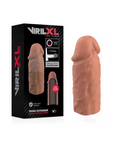VIRILXL - EXTENSION DE PÉNIS MARRON EN SILICONE LIQUIDE V3