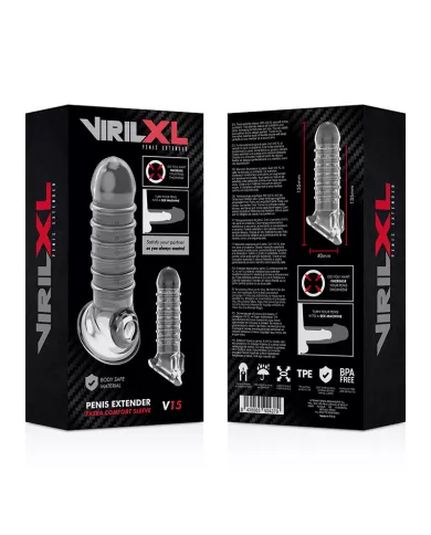VIRILXL - EXTENSION DE PÉNIS ET GAINE V15 TRANSPARENTE